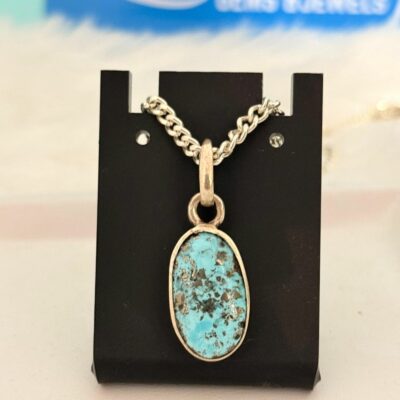 Buy 17.80 Carat / Ratti – 2.89 Gram – Natural Feroza (Turquoise) Hallmark Silver Pendant