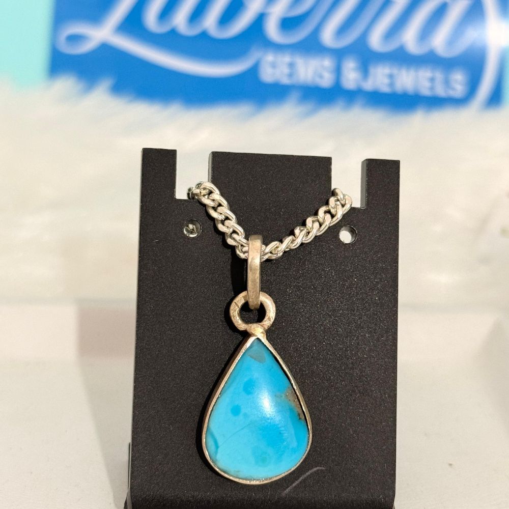 Buy 11.10 Carat / Ratti – 2.78 Gram – Natural Feroza (Turquoise) Hallmark Silver Pendant