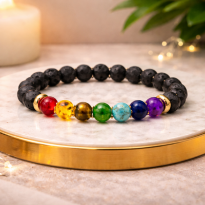 Buy 7 Chakra Lava Stone Love Bracelet – Balance, Energy & Healing