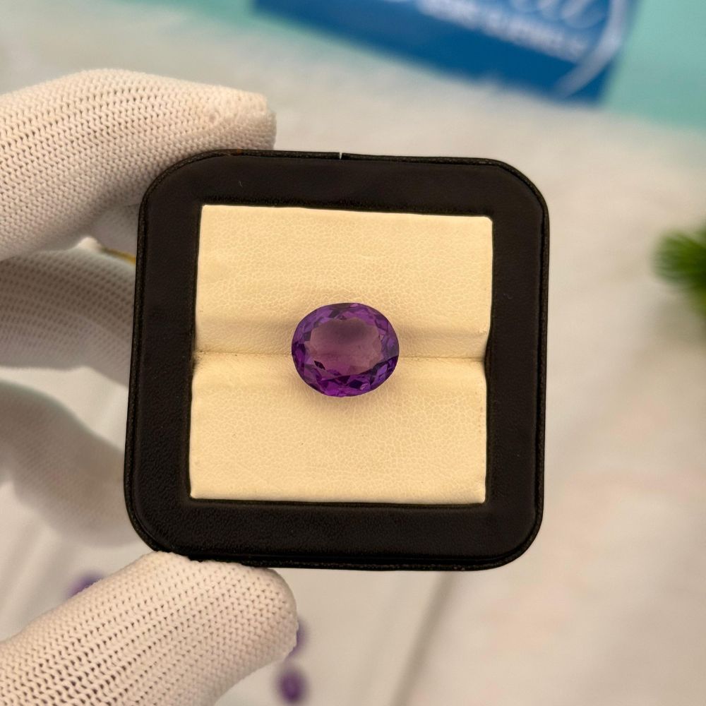 Buy 5.80 Carat – Natural Amethyst Gemstone | Certified & Untreated | Energized Gem for Peace, Wisdom & Saturn Remedies