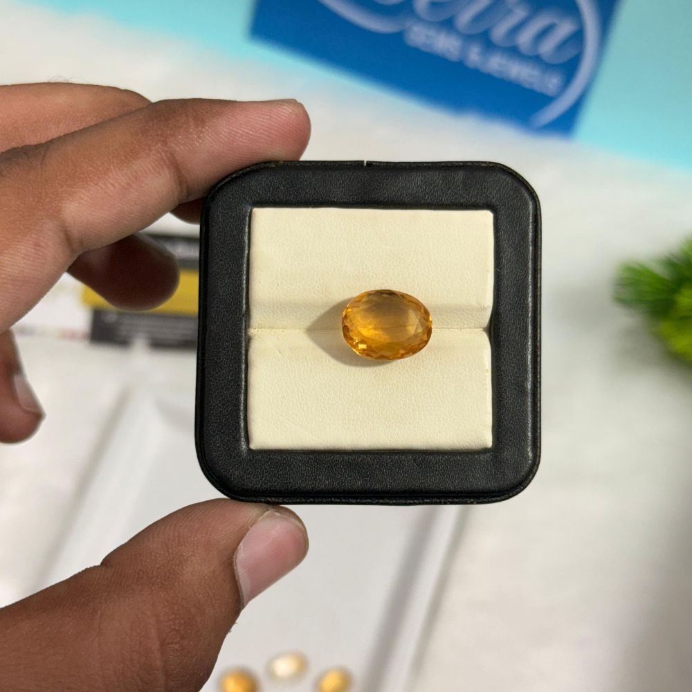 Buy 8.50 Carat – Natural Citrine (Sunela) Gemstone | Certified & Untreated | Energized Jupiter (Guru) Stone for Wealth & Success