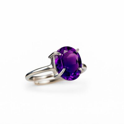 Natural Amethyst Silver Ring – Adjustable Size | 925 Sterling Silver | Spiritual & Healing Jewelry