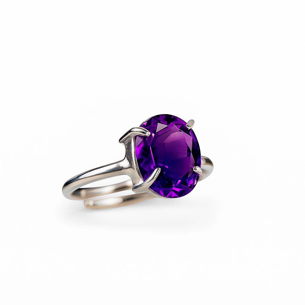 Natural Amethyst Silver Ring – Adjustable Size | 925 Sterling Silver | Spiritual & Healing Jewelry