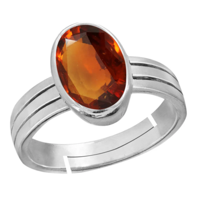 Gomed (Hessonite Garnet) Silver Adjustable Ring