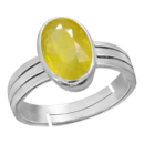 Natural Yellow Sapphire (Pukhraj) Silver Adjustable Ring