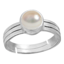 Natural Moti (Pearl) - Silver Adjustable Ring