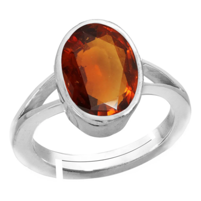 Gomed (Hessonite Garnet) Silver Adjustable Ring