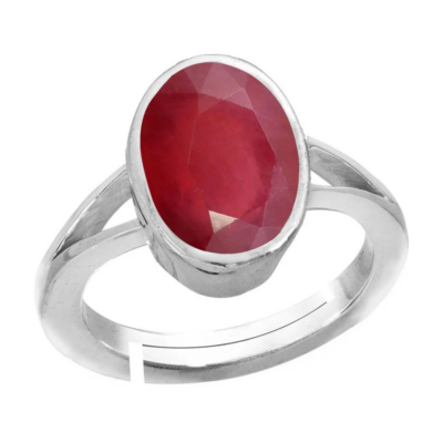 Natural Ruby (Manik) Silver Adjustable Ring