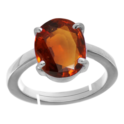 Gomed (Hessonite Garnet) Silver Adjustable Ring