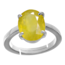 Natural Yellow Sapphire (Pukhraj) Silver Adjustable Ring