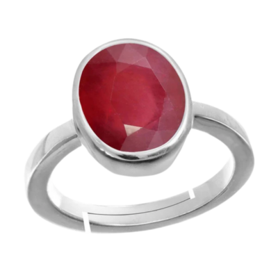 Natural Ruby (Manik) Silver Adjustable Ring